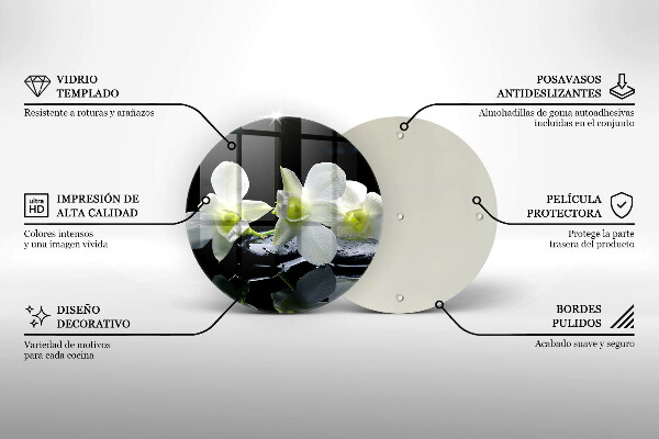 Tagliere in vetro Fiori bianchi nell'acqua Zen