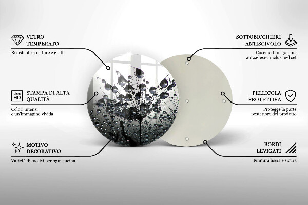 Tagliere in vetro Denti di leone e rugiada
