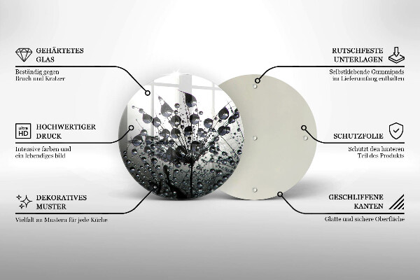 Tagliere in vetro Denti di leone e rugiada