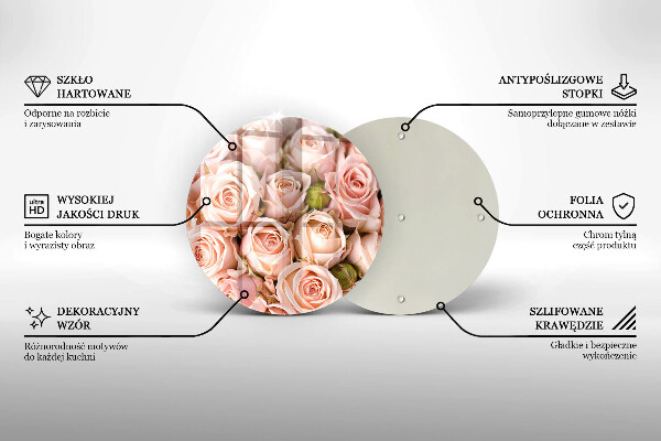 Tagliere in vetro Bouquet di rose delicate