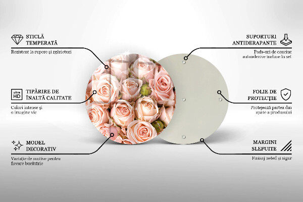 Tagliere in vetro Bouquet di rose delicate