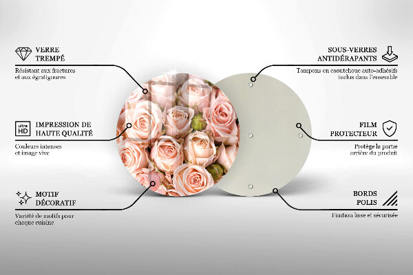 Tagliere in vetro Bouquet di rose delicate