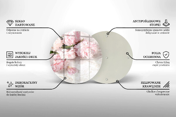 Tagliere in vetro Delicati fiori di rose