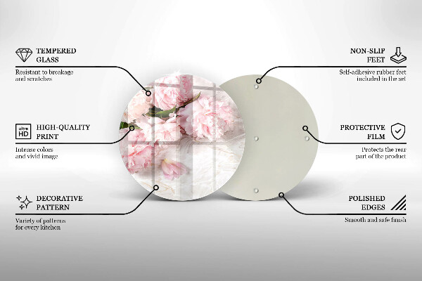 Tagliere in vetro Delicati fiori di rose