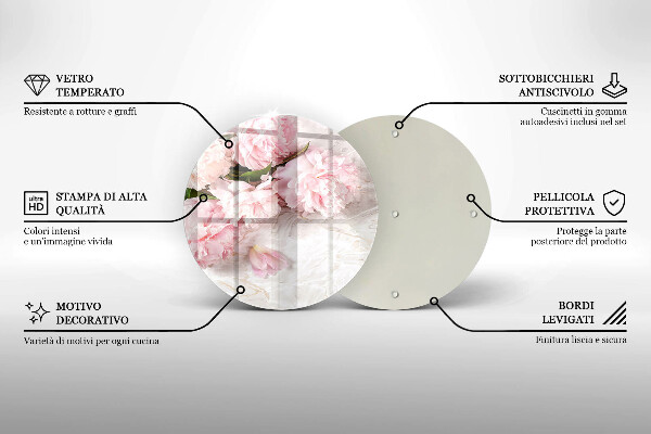 Tagliere in vetro Delicati fiori di rose