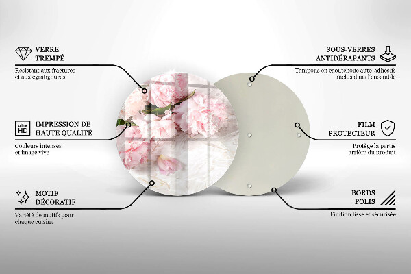 Tagliere in vetro Delicati fiori di rose