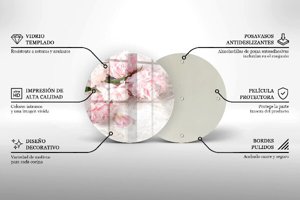 Tagliere in vetro Delicati fiori di rose