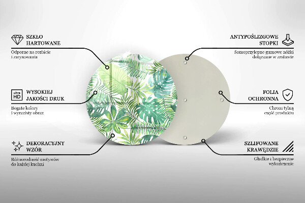 Tagliere in vetro Foglie boho dell'acquerello