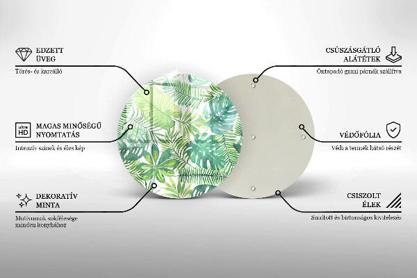 Tagliere in vetro Foglie boho dell'acquerello