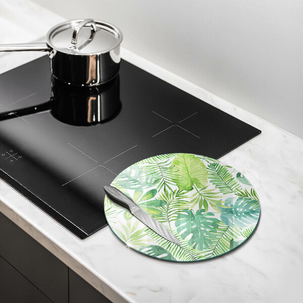 Tagliere in vetro Foglie boho dell'acquerello