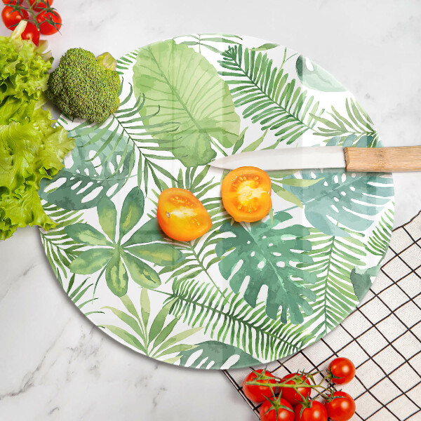 Tagliere in vetro Foglie boho dell'acquerello