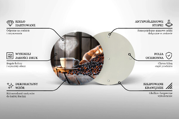 Tagliere in vetro Tazza e cuore di caffè