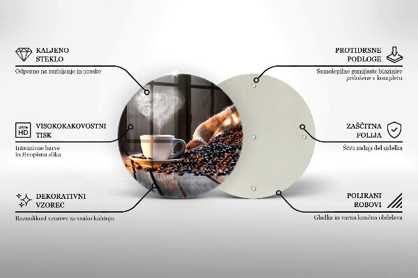 Tagliere in vetro Tazza e cuore di caffè