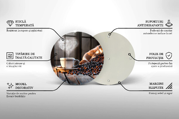 Tagliere in vetro Tazza e cuore di caffè