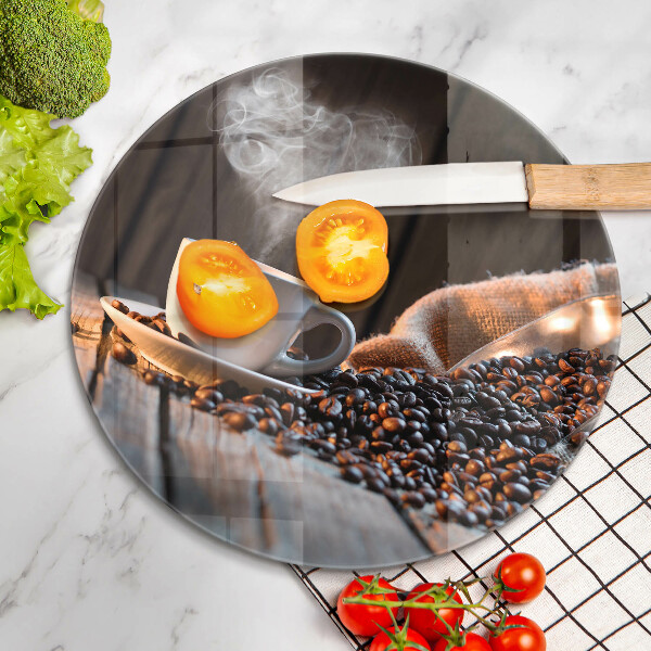 Tagliere in vetro Tazza e cuore di caffè