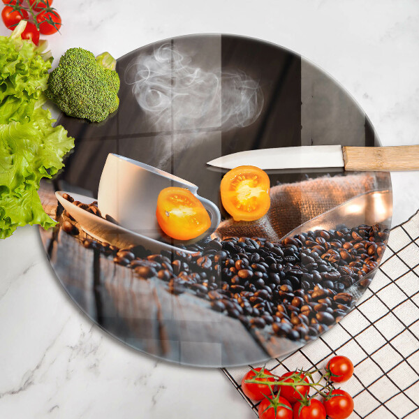 Tagliere in vetro Tazza e cuore di caffè