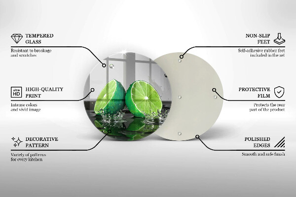 Tagliere in vetro Lime succosi e acqua