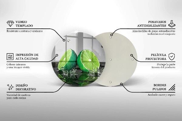 Tagliere in vetro Lime succosi e acqua