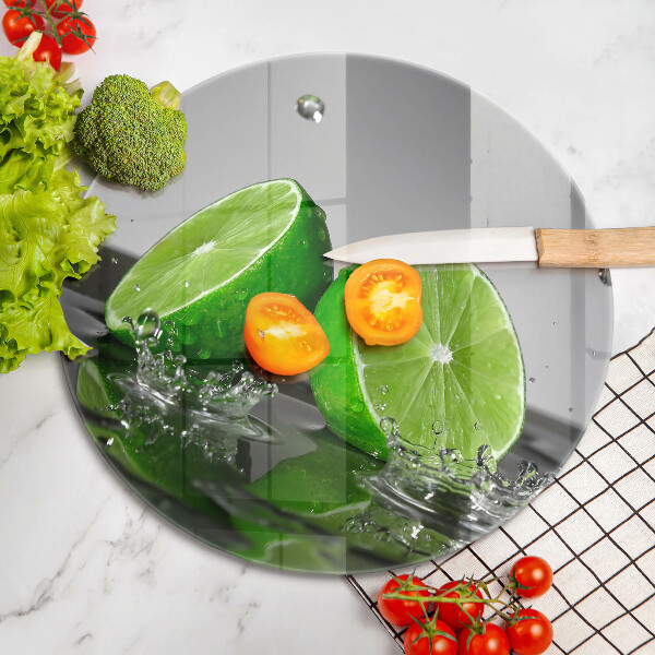 Tagliere in vetro Lime succosi e acqua