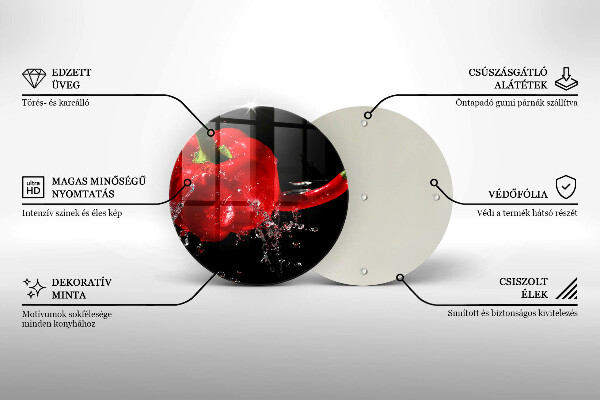 Tagliere in vetro Peperoni rossi in acqua