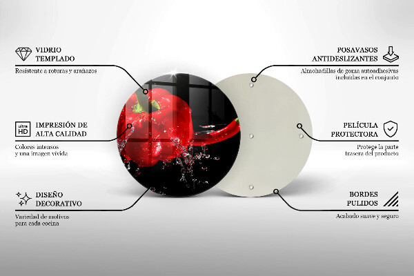 Tagliere in vetro Peperoni rossi in acqua