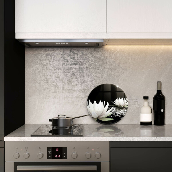 Tagliere in vetro Gigli bianchi sull'acqua