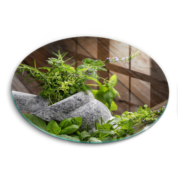 Tagliere in vetro Piante erbe e legno