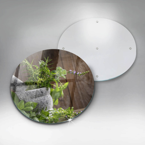 Tagliere in vetro Piante erbe e legno