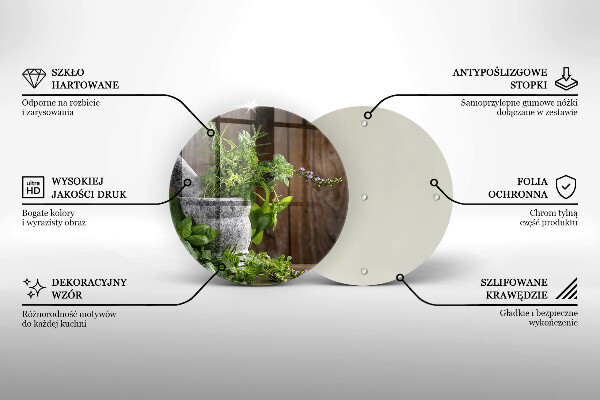 Tagliere in vetro Piante erbe e legno