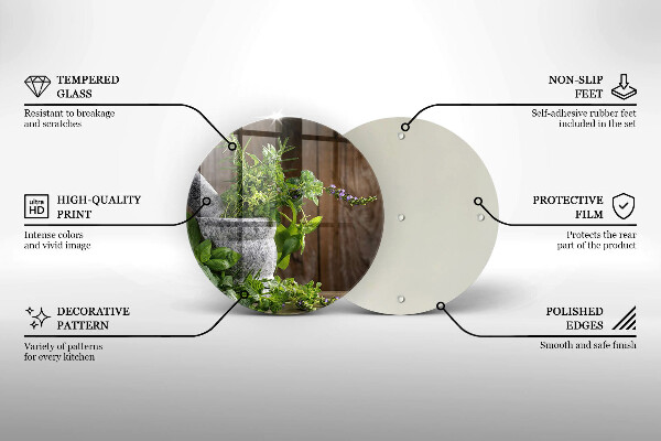 Tagliere in vetro Piante erbe e legno