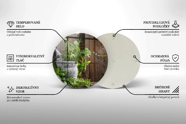 Tagliere in vetro Piante erbe e legno