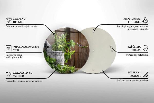 Tagliere in vetro Piante erbe e legno