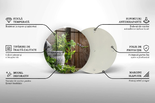 Tagliere in vetro Piante erbe e legno