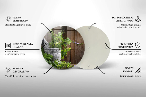 Tagliere in vetro Piante erbe e legno