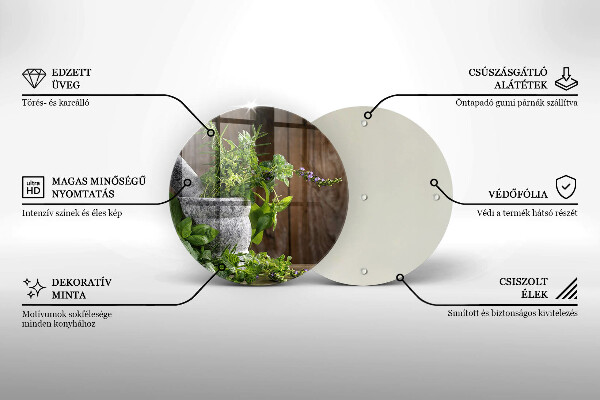 Tagliere in vetro Piante erbe e legno