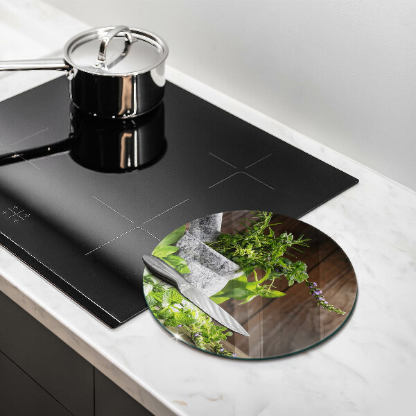 Tagliere in vetro Piante erbe e legno