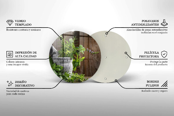 Tagliere in vetro Piante erbe e legno