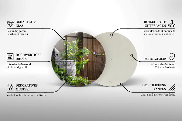 Tagliere in vetro Piante erbe e legno