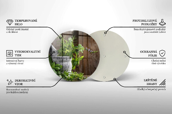 Tagliere in vetro Piante erbe e legno