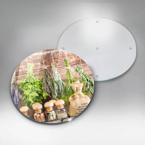 Tagliere in vetro Erbe spezie e legno