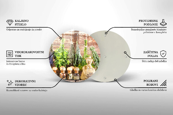 Tagliere in vetro Erbe spezie e legno