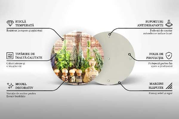 Tagliere in vetro Erbe spezie e legno