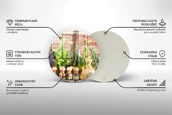 Tagliere in vetro Erbe spezie e legno