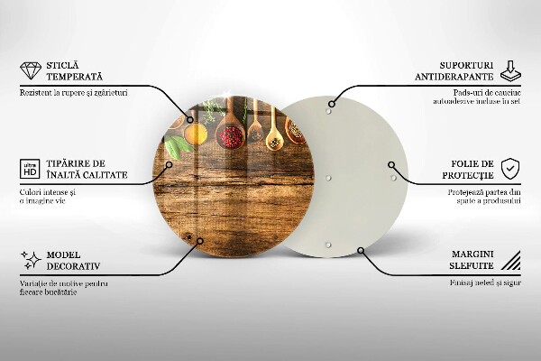 Tagliere in vetro Cucchiai di spezie in legno