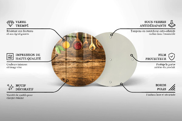 Tagliere in vetro Cucchiai di spezie in legno