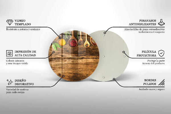 Tagliere in vetro Cucchiai di spezie in legno