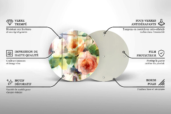 Tagliere in vetro Fiori dipinti