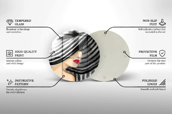 Tagliere in vetro Donna con un cappello