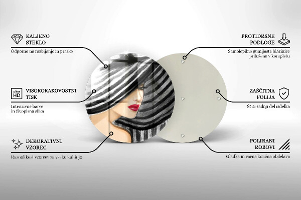 Tagliere in vetro Donna con un cappello