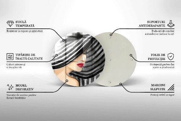 Tagliere in vetro Donna con un cappello